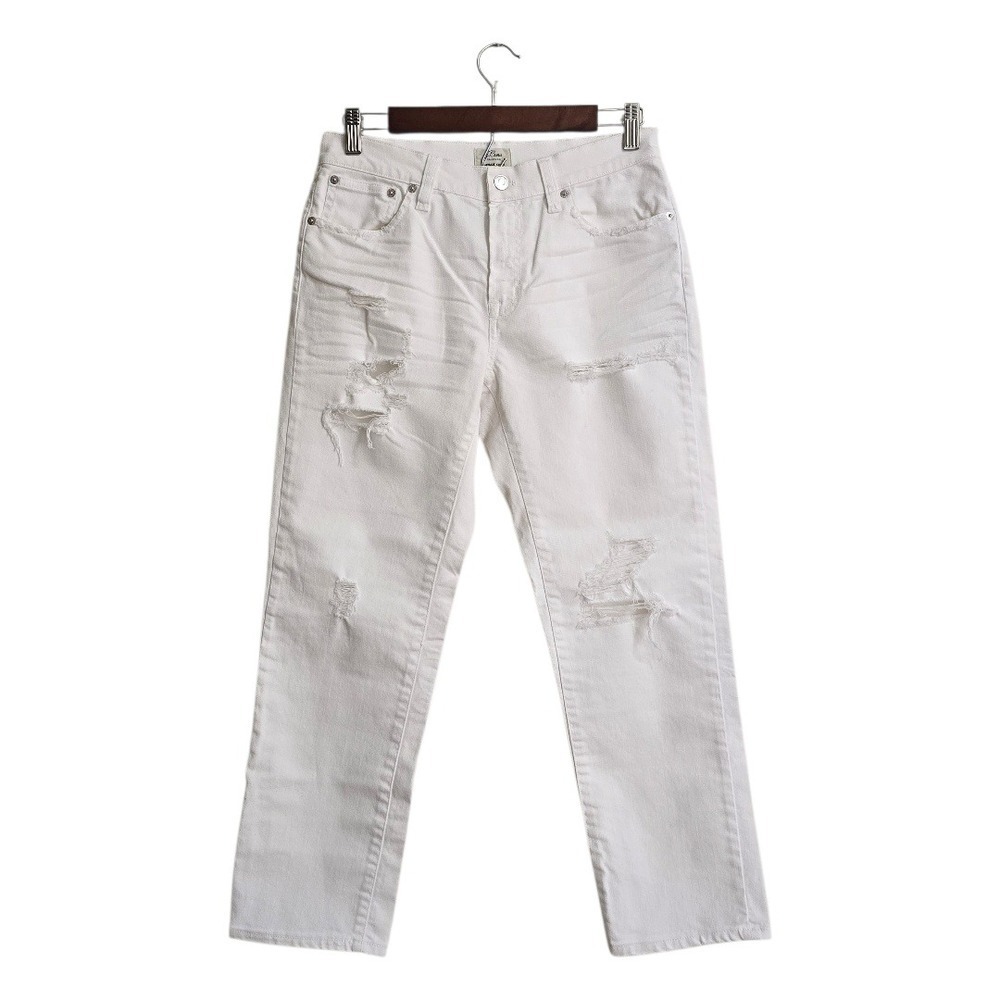 J. Crew Vintage Crop Destroyed Jeans In White Sz 26